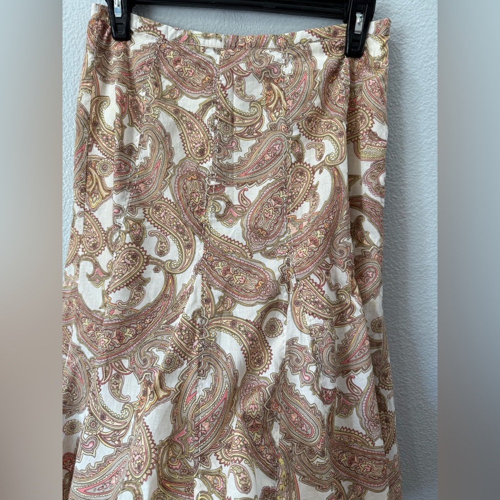 Chadwick’s Paisley Cotton Midi Skirt 4P | Boho A-Line Flowy Cottagecore Vintage - Picture 4 of 11